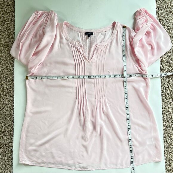 Talbots Pintuck Three Quarter Sleeve Pink Lightweight Tunic Blouse Size XL - Picture 6 of 12